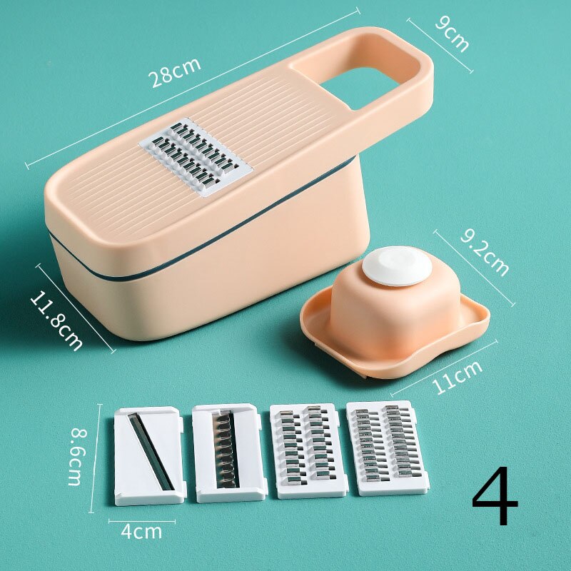 Trancheuse multifonctionnelle pour pommes de terre, carottes, concombre, Mandoline, râpe, avec passoire, outils de cuisine pour fruits et légumes: 4