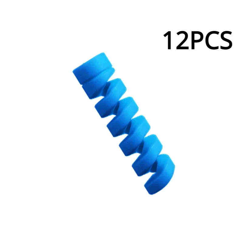 Protector de Cable Universal de silicona para Cable de datos, enrollador en espiral, organizador de Cable, cubierta para Cable de cargador USB de Iphone, 12 Uds.: Azul