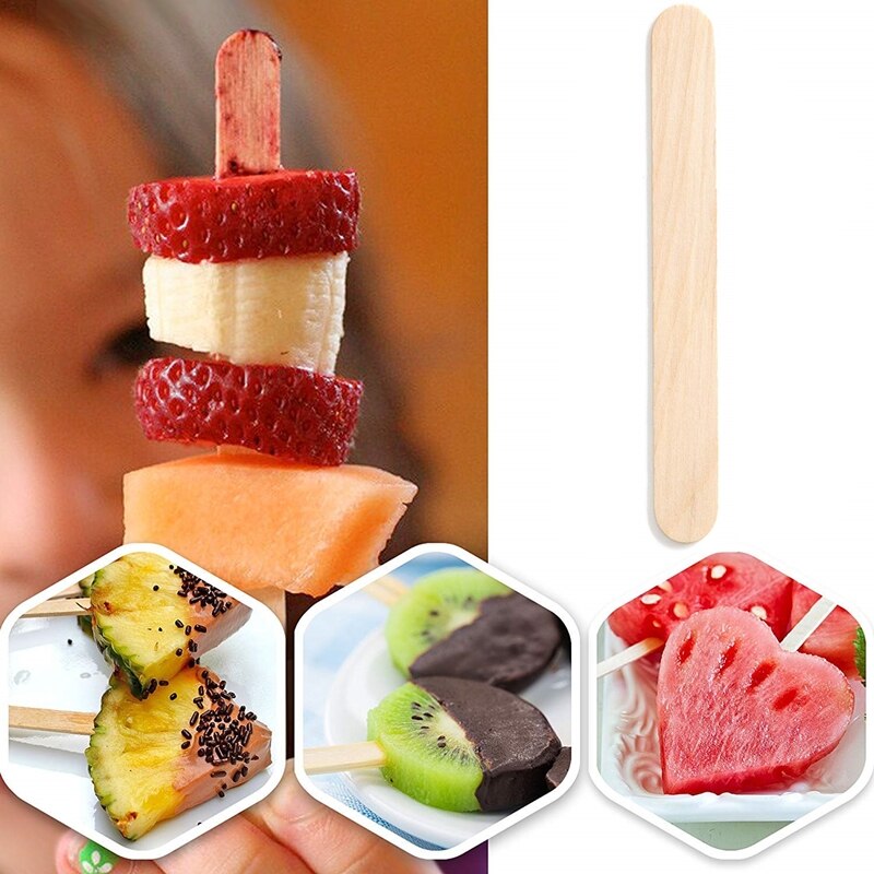 50 unids/lote nave palos de helado hielo Pop palos de helado de madera Natural 4-1/2 "longitud tratar palos herramientas de bricolaje palos