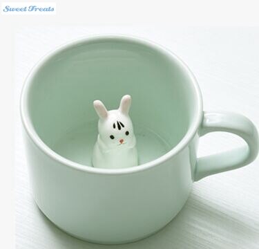 Sweettreats small ceramic milk cup with animals cute cartoon nice three-dimensional heat-resistant celadon: 3