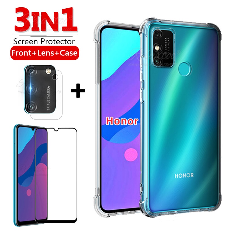 3in1 di protezione della Macchina Fotografica di vetro per Il caso di Huawei Honor 9a 9 un moa-lx9n Temperato protezione dello schermo di vetro della copertura completa hono9 un honor 9a 9h