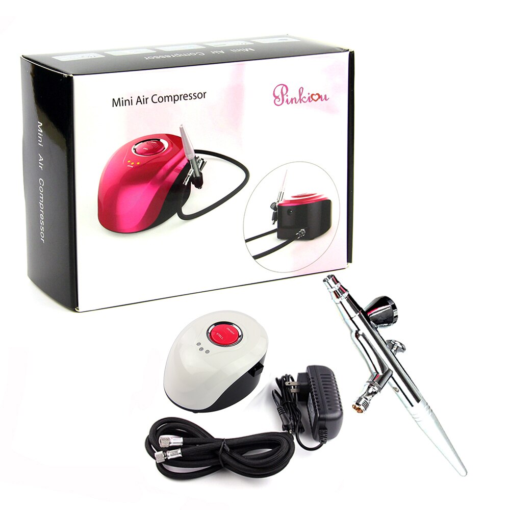 Wit Airbrush Make-Up Kit Mini Compressor Dubbele Controle Airbrush Pen Akvagrim Gezicht Verf Cosmetica Airbrush Voor Nail Art