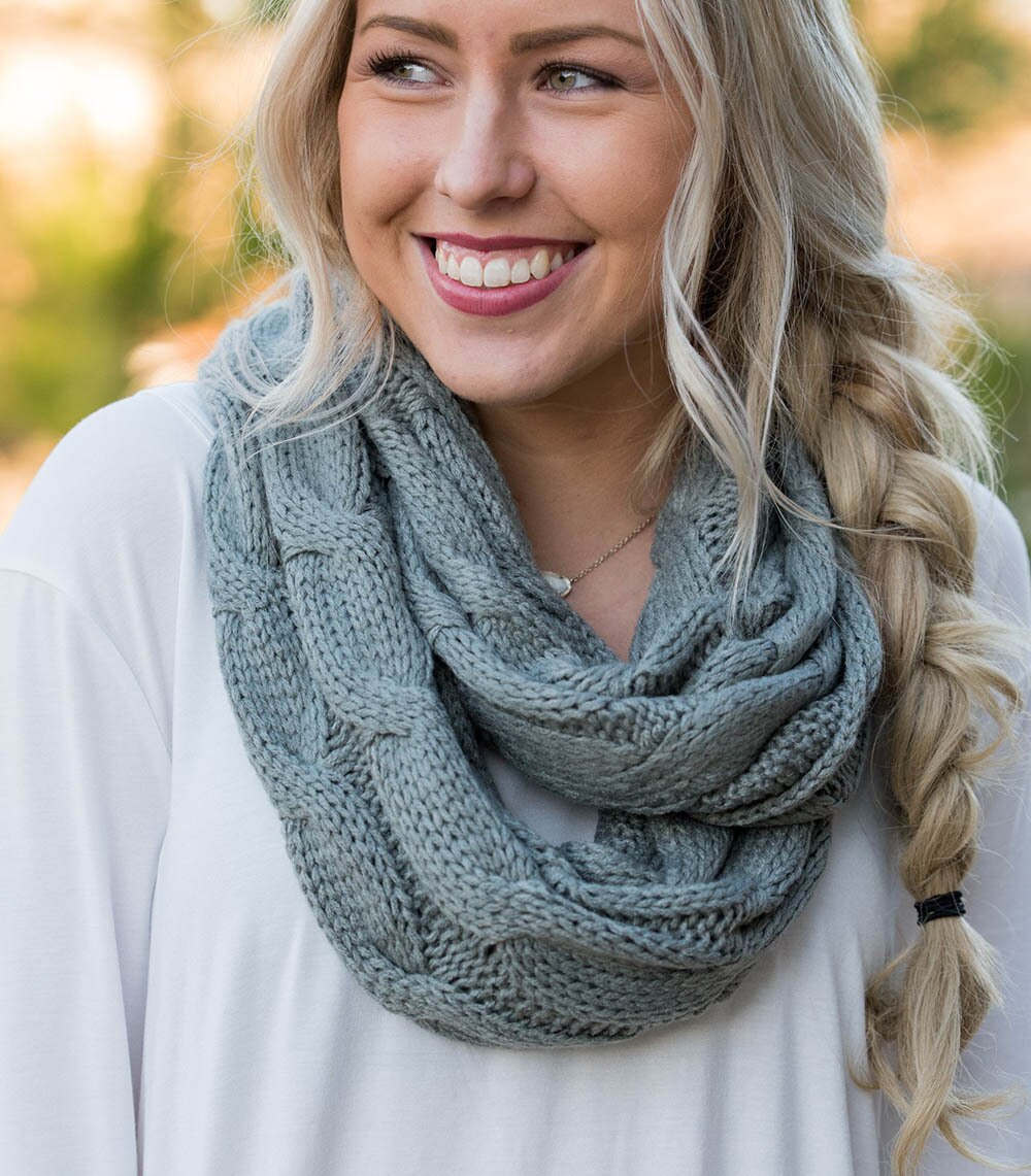 Winter Cable Ring Scarf Women Knitting Infinity Scarves Knitted Warm Neck Circle Scarf Cowl Neck Long Scarf Shawl