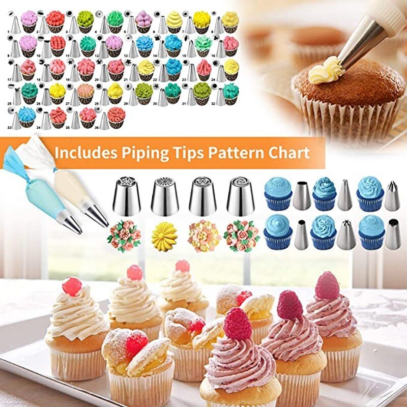 236pcs Cake Decorating Tools Piping Bags and Tips Set Baking with Multi-Purpose 3-Layer Toolbox Baking Set Cake Decorating Tool