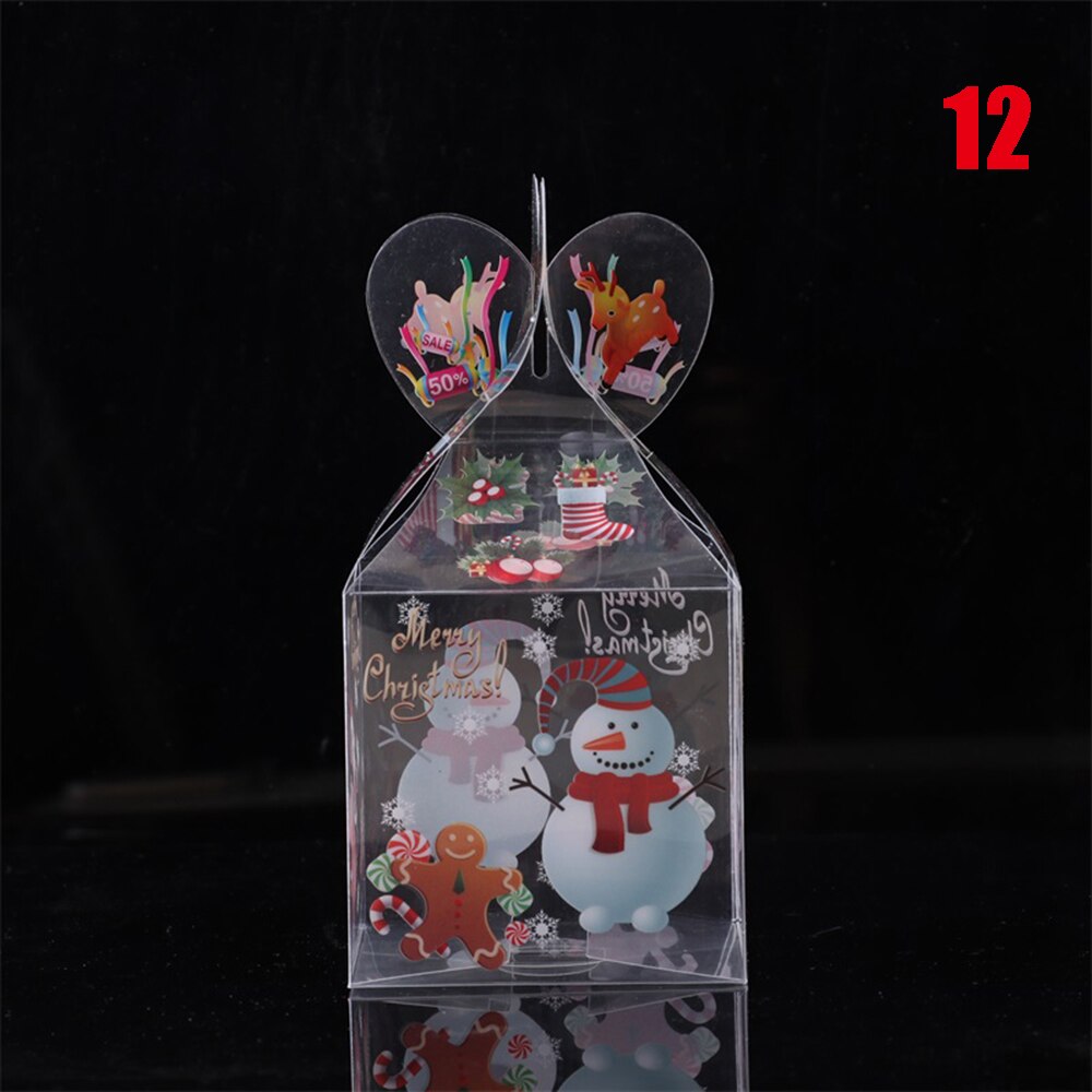 1 Pza PVC caja de dulces transparente muñeco de nieve alce Reno manzana cajas Navidad decoración embalaje suministros para fiestas: 12
