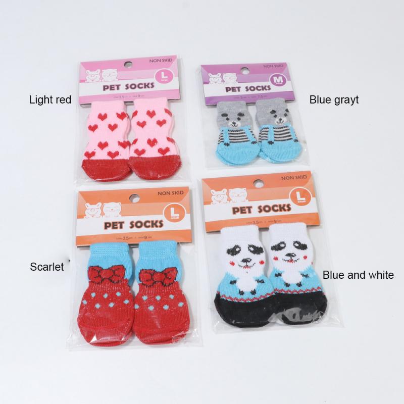 4pcs Puppy Dog Shoes Warm Cat Shoes Non-Slip Socks Pet Cute Indoor For Small Dogs Cats Snow Boots Socks S/M/L Pet Supplies