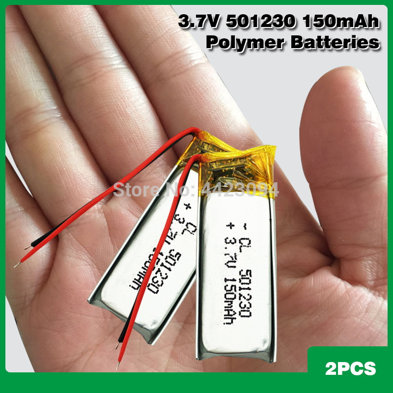 501230 3.7V 150 Mah Oplaadbare Lithium Polymeer Batterij Voor Bluetooth Headset Muis Armband Polshorloge 051230 Slimme Armband: 2PCS