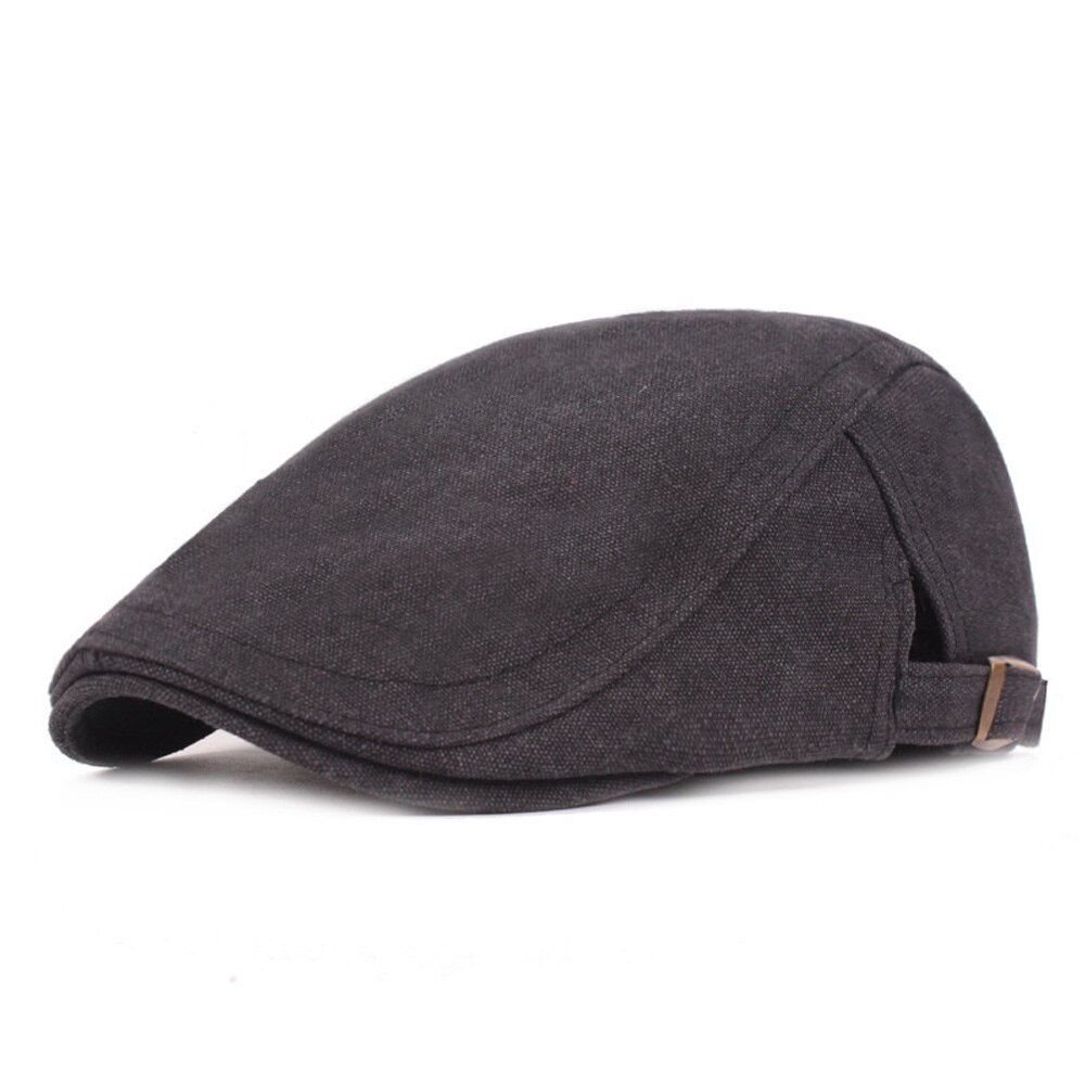 Mænd klassiske justerbare beret hatte ensfarvet udendørs newsboy kørsel golf kasketter hatcs 0396: Sort