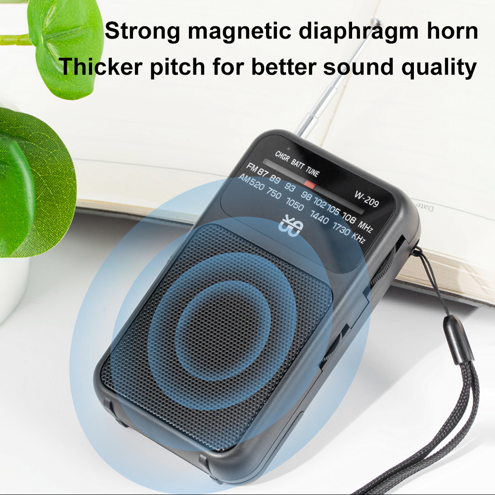 Puntatore portatile Radio Ricevitore radio AM FM portatile Altoparlante incorporato Radio stereo a 2 bande Antenna telescopica a batteria