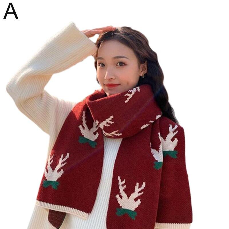 Christmas Pattern Long Scarf for Women Men Winter Knitting Warm Scarves Shawl Dual-use Scarfs Clothes Accessories foulard femme: A