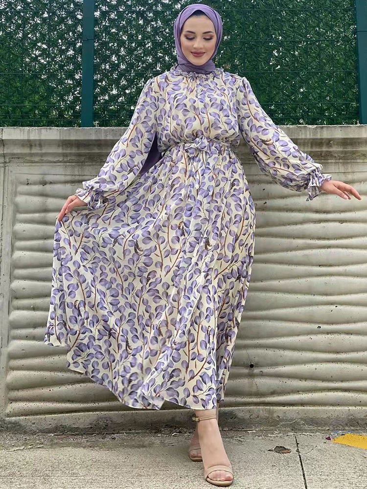 Sommer muslimische muslimische Frau Kleid Chiffon Dubai Abaya Ramadan afrikanische elegante Kleider für Frauen Abayas Kaftans Truthahn bescheiden