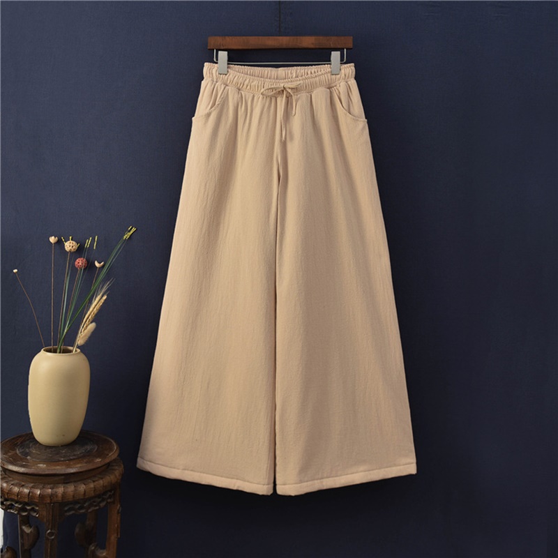 Etnische Broek Vrouwen Elastische Taille Rok Broek Dikke Warme Vintage Broek Katoen Linnen Traditionele Chinese Broek FF2500