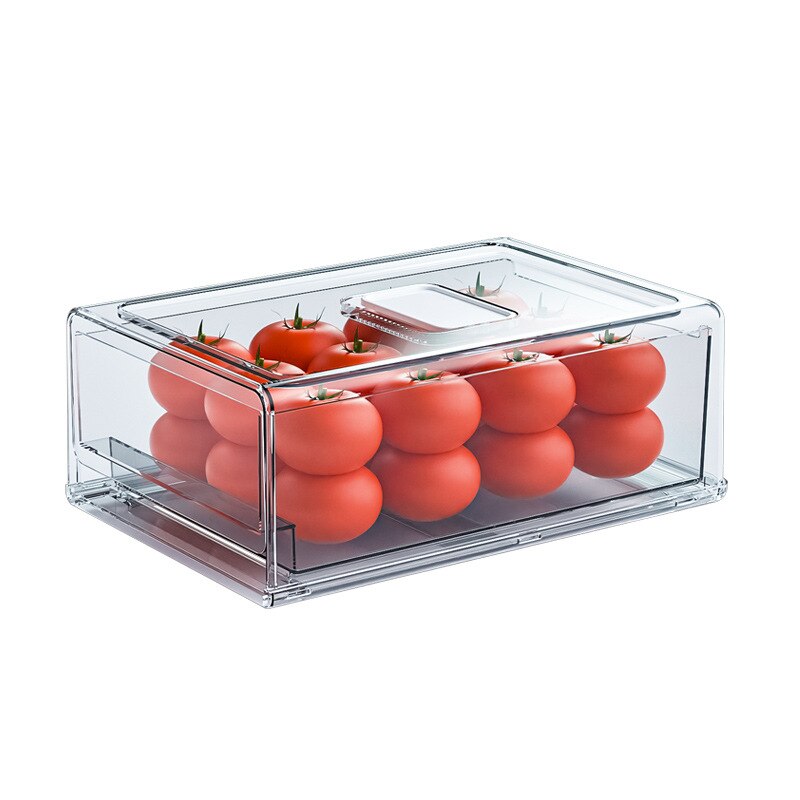 Stackable Kitchen Fridge Organizer Refrigerator Fresh-keeping Freezer Drawer Storage Box Food Sorting Container Bins Cabinet
