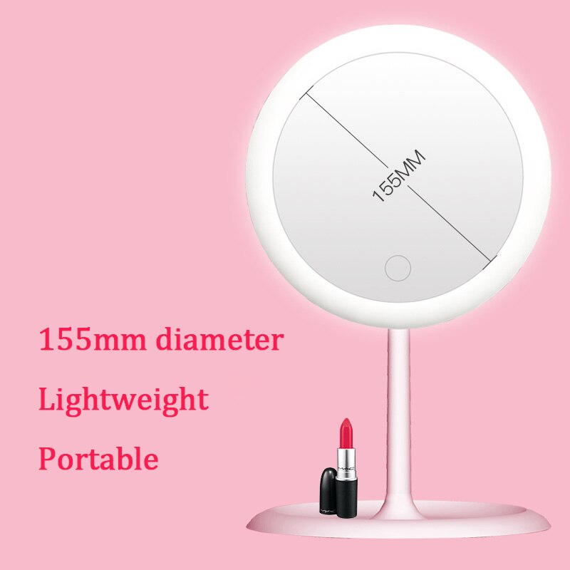 Espelho de maquiagem de mesa com luz led espelho de bolso cosmético retroiluminado espelho do banheiro 5 xluping controle toque inteligente carga usb