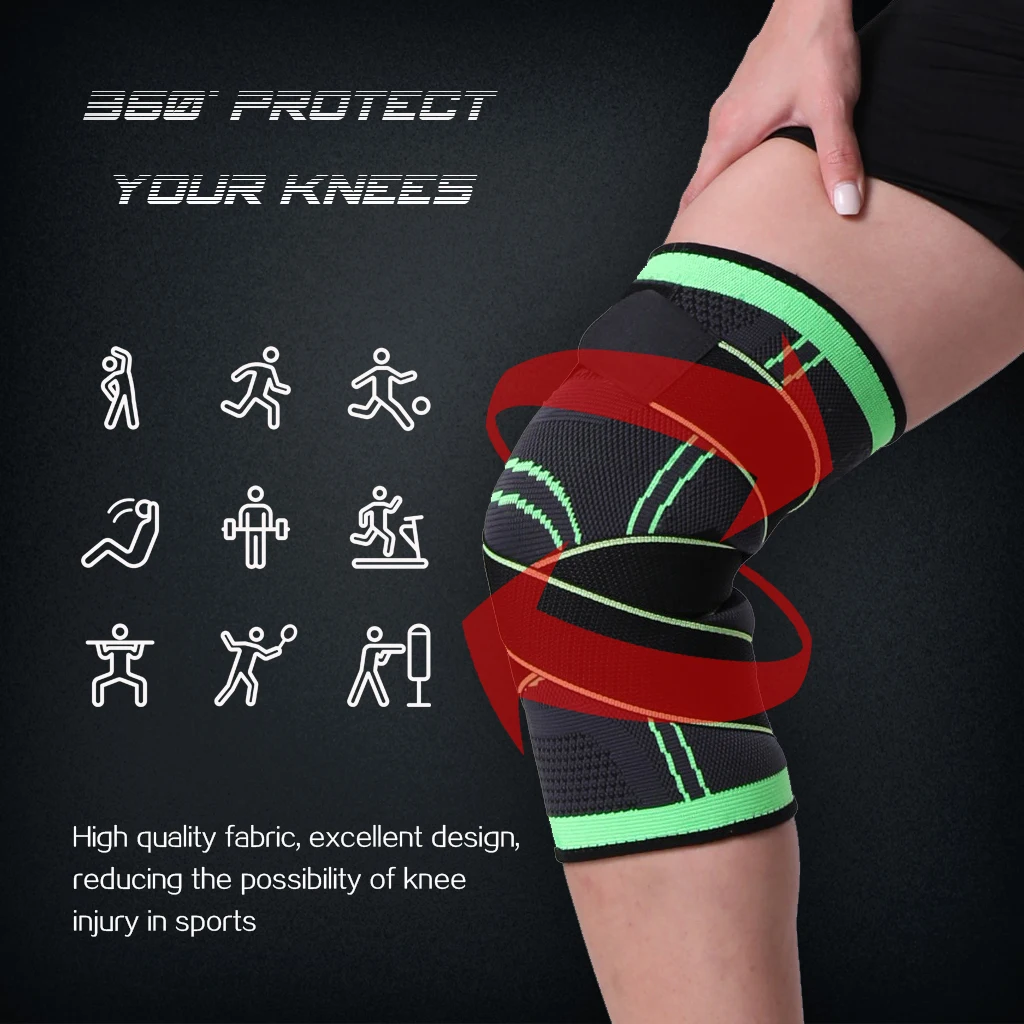 Rodillera deportiva para hombre, rodilleras elásticas presurizadas, soporte para equipo de Fitness, Protector de soporte para baloncesto y voleibol, 1 ud.