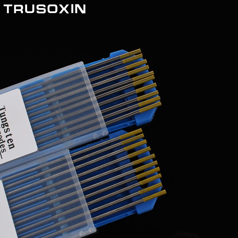 Electrodo de tungsteno lantanado con cabeza dorada de 10 Uds., aguja de soldadura de tungsteno TIG 1,6/2,0/2,4/3,0/3,2/4.0X150mm, varilla de tungsteno, Pin de soldadura