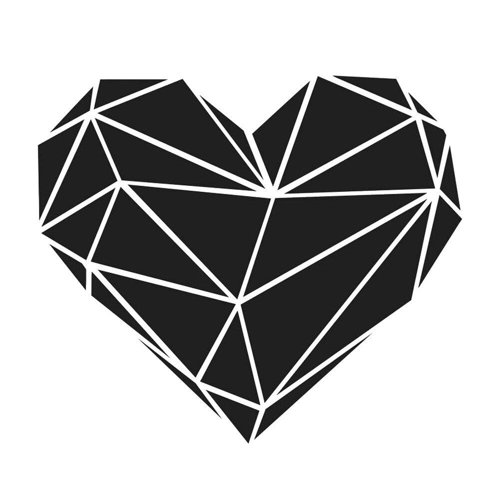 Geometrische liefdeshart acryl spiegel decoratieve driedimensionale muursticker: Zwart