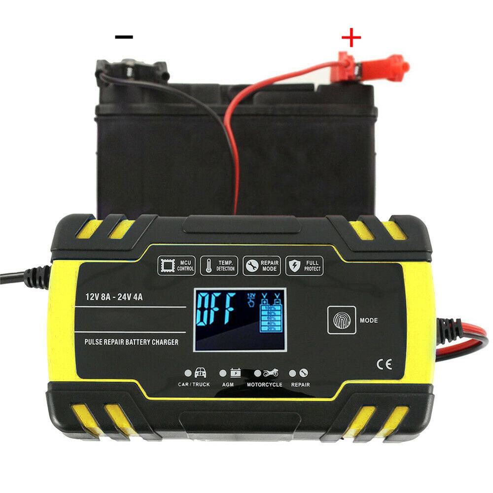 12V 8A Car Battery Charger Power Pulse Repair Chargers Wet Dry Lead Acid Battery-chargers Digital LCD Display