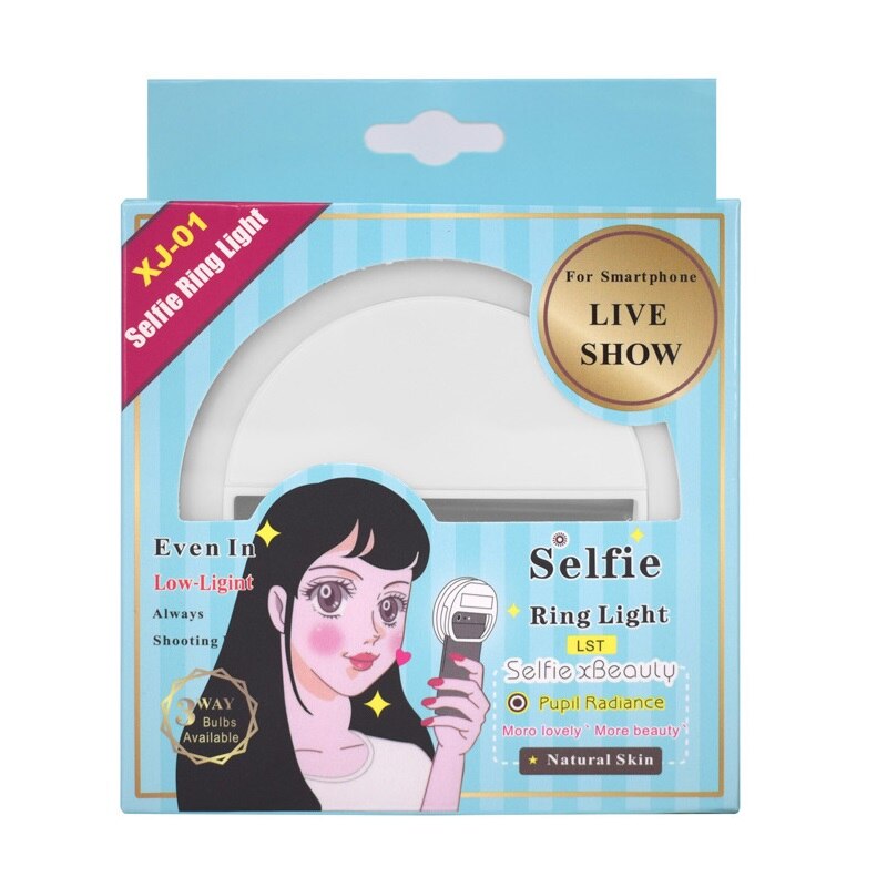 Makeup Mirror Mobile Phone Selfie Light LED Auto Flash For Cell Smartphone Round Portable Beauty Flashlight Makeup Glass espejo: Battery White