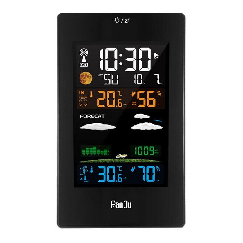 Digital Alarm Clock with Wireless Sensor Thermometer Hygrometer Table Desk Clock Weather Station LCD Calendar Display