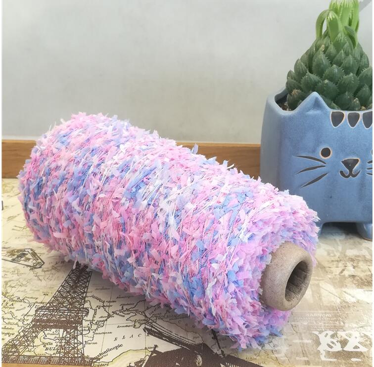 200g/Lot Fancy butterfly Yarn for Knitting Feather Crochet Yarn For Crocheting thread to knitted patchwork fabric Line handmake: blue pink camou
