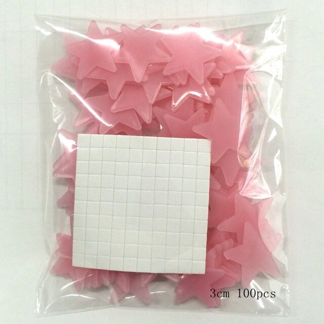 50 sztuk 3D gwiazdy świecące w ciemności naklejki ścienne świetlny fluorescencyjne na ścianę naklejki dla dzieci pokój dziecięcy sypialnia sufit Dom dekoracje: różowy