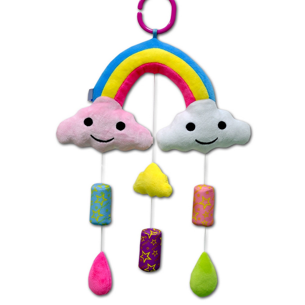 1Pc Baby Rattle Hanging Toys Rainbow Infant Stroller Toys with Wind Chime Plush Crib Toys for Baby Boys Girls Baby