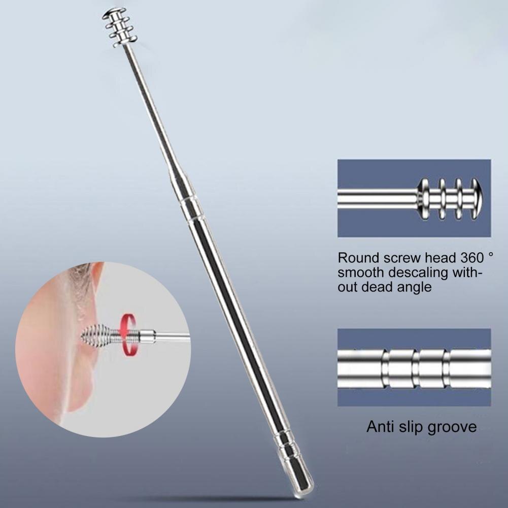 Dissolvant de cérumen, nettoyeur d'oreille, outil d'élimination de la cire, cure-oreille Anti-poussière, accessoire Grisp confortable, outil de bâton de nettoyage des oreilles à ressort