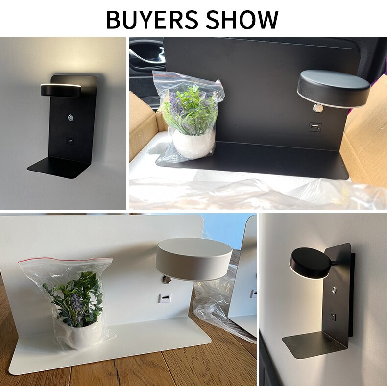 Led væglamper med kontakt og usb interface hvid sort lampe armatur gang gang belysning kunst armatur wandlamp