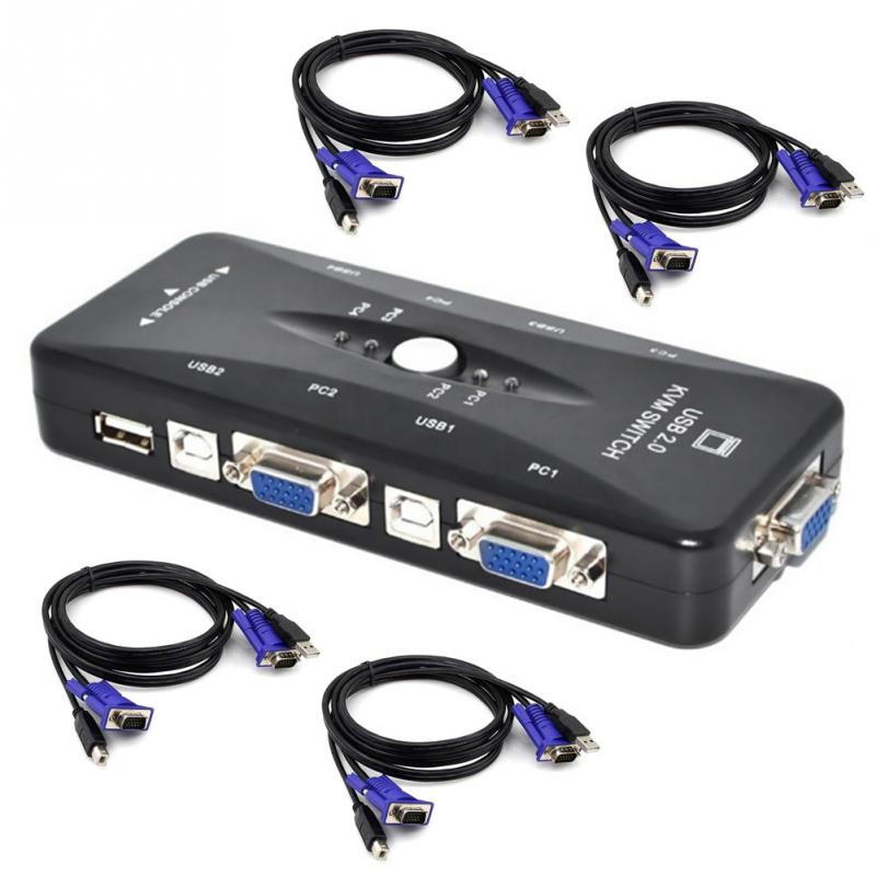 Stable Transfer Video Cable 4 Port Computer Connection Kvm Synchronization Adapter Switch VGA Splitter Durable Laptop Portable