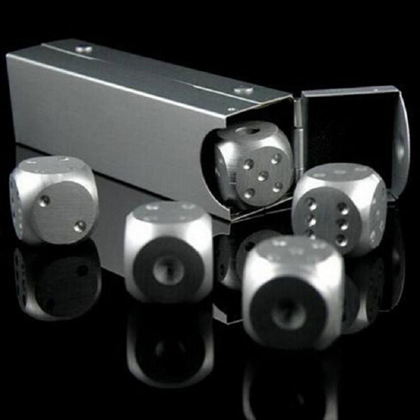 Portable aluminum dice dice barrel silver aluminum alloy dice dice box stainless steel dice barrel 5 packs