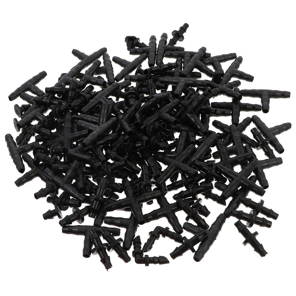 1 Set/200PCS Irrigation Fitting 4-Way Elbow Tee Straight Barb End Plug Coupling