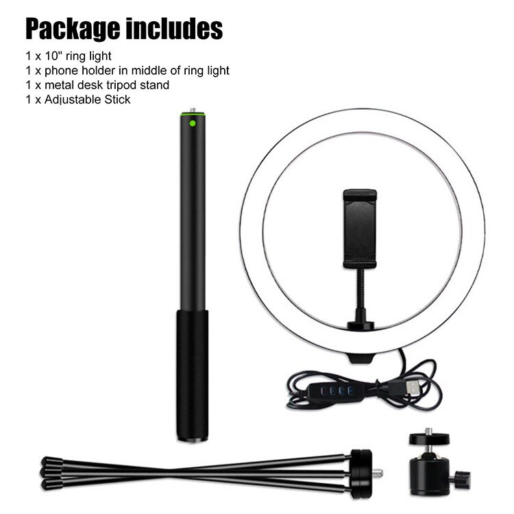 10" Ring Light with Stand Rovtop LED Camera Selfie Light Ring for iPhone Tripod and Phone Holder for Video Photography