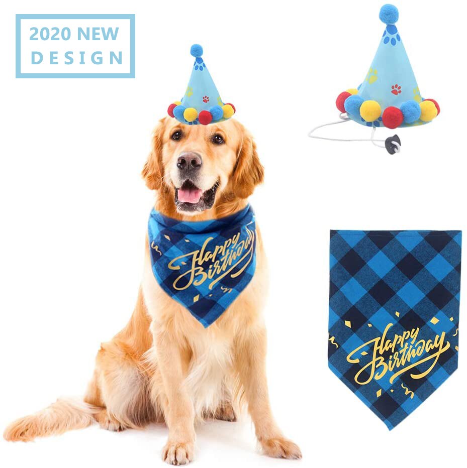 Plaid Hond Bandana Grote Hond Verjaardag Bandana Sjaals Rood Wit Blauw Patriottische No-Tie Huisdier Bib Hond Bandana set