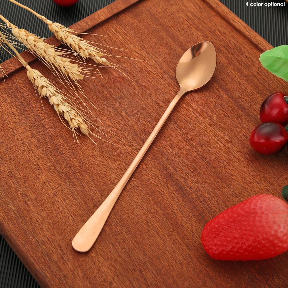 1Pc Stainless Steel Coffee Spoon Long Handle Milk Tea Coffee Stirring Scoop Dessert Cafe Mixing Kitchen Gadgets