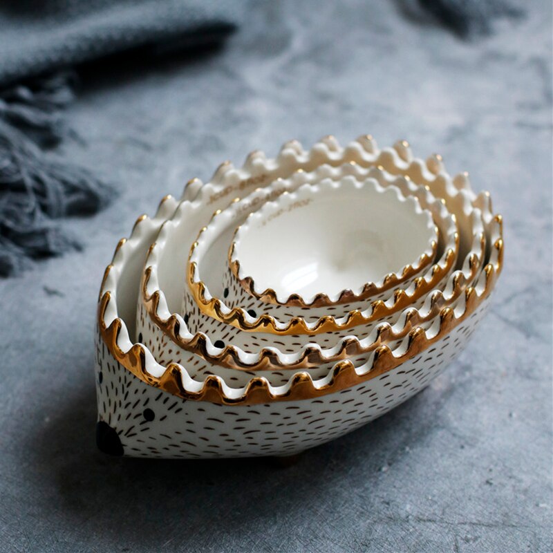 Hedgehog Phnom Penh bowl ceramic Nordic small bowl dessert bowl fruit bowl salad bowl cute animal cutlery cartoon measuring cup