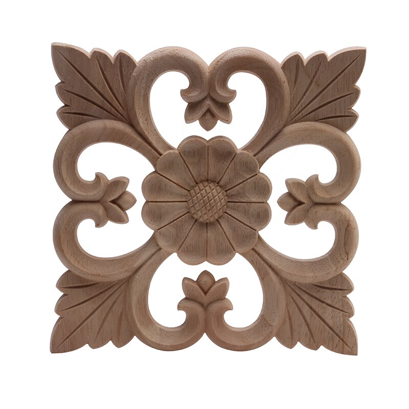 European Decals Solid Wood Flower Wardrobe TV Cabinet Door Wood Carving Flower Accessories Home Decor Long Decals