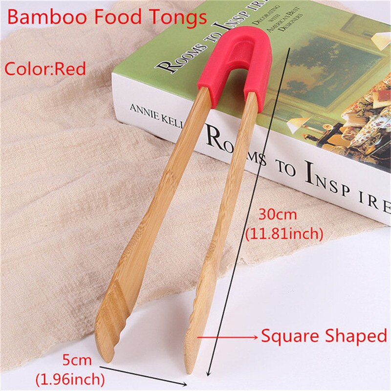 4YANG Stainless Steel Wooden Plastic Kitchen Food Utensils Buffet Cooking Tool Anti Heat Bread Clip Pastry Clamp Barbecue Tong: JJCJ000100005