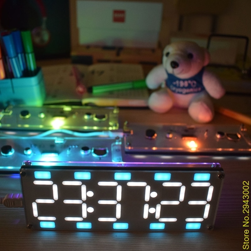 DIY Large Screen 6 Digit Two-Color LED Clock Kit Touch Control w Temp/Date/Week