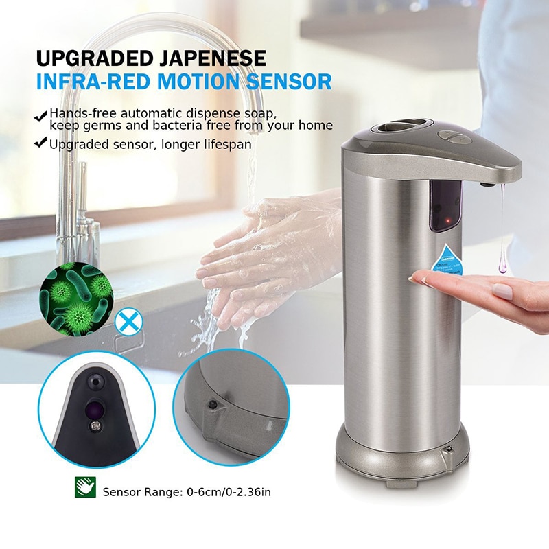 Zeepdispenser Pomp Automatische Rvs Sensor Zeepdispenser Douche Keuken Zeep Fles Voor Bad/Wasruimte