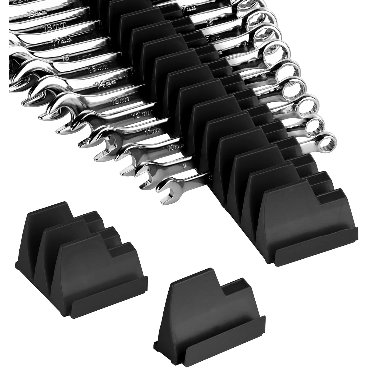 20pcs Wrench Pro Upright Storage Organizer Wrenches Magnetic Hexagonal Head Style - Modular Toolbox Holder Made Durable Plastic: DARK GRAY