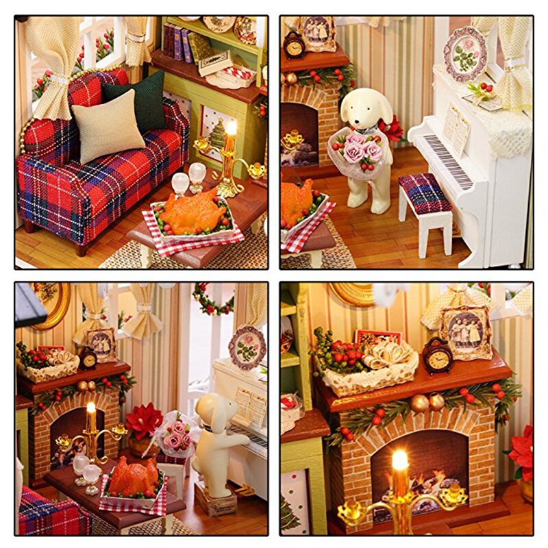 Dollhouse Miniature DIY Doll House With Wooden House Furniture Toys For Children Z009