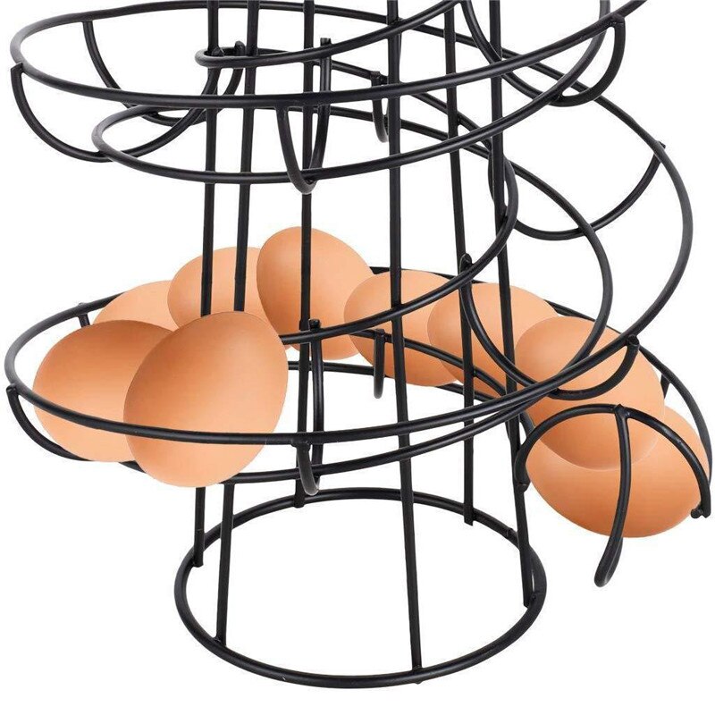 Kök ägghållare utrymmesbesparande spiral ägg förvaringsbricka hållare organisation restaurang ägg display rack