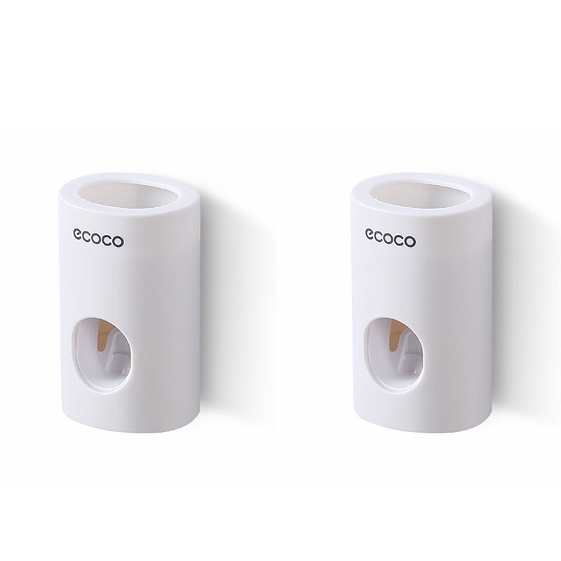 ECOCO Toothpaste Dispenser Wall-Mounted Automatic Toothpaste Squeezer Toothpaste Holder For Wall Hanging Bathroom Accessories: white 2pc
