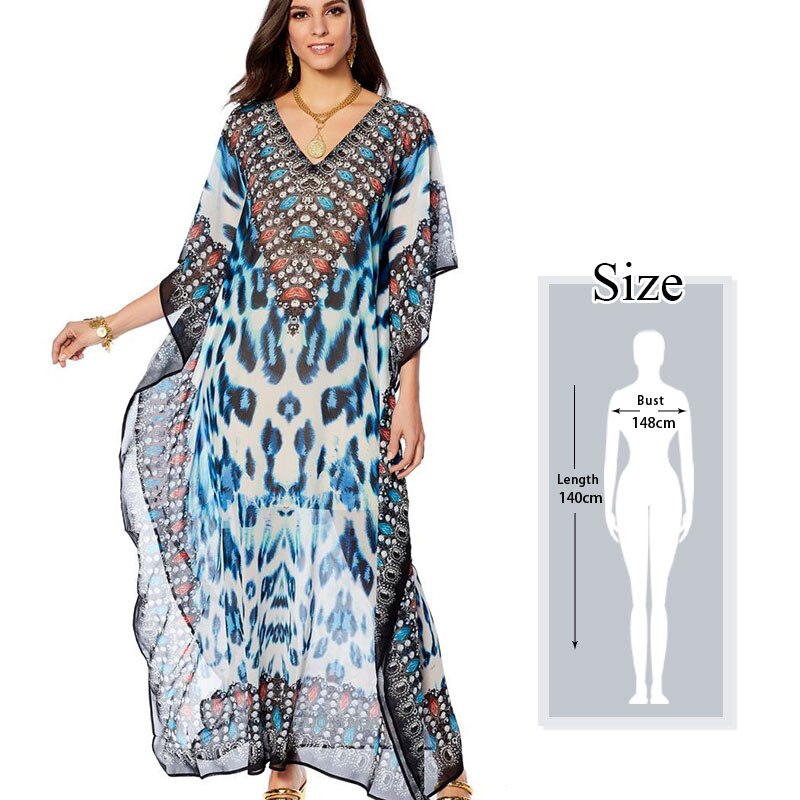 Kaftan Strand Chiffon Cover Up Pareos De Playa Mujer Beach Wear Oversize Bikini Cover Up Gewaad Plage Sarong Strand tuniek # Q906: Q906