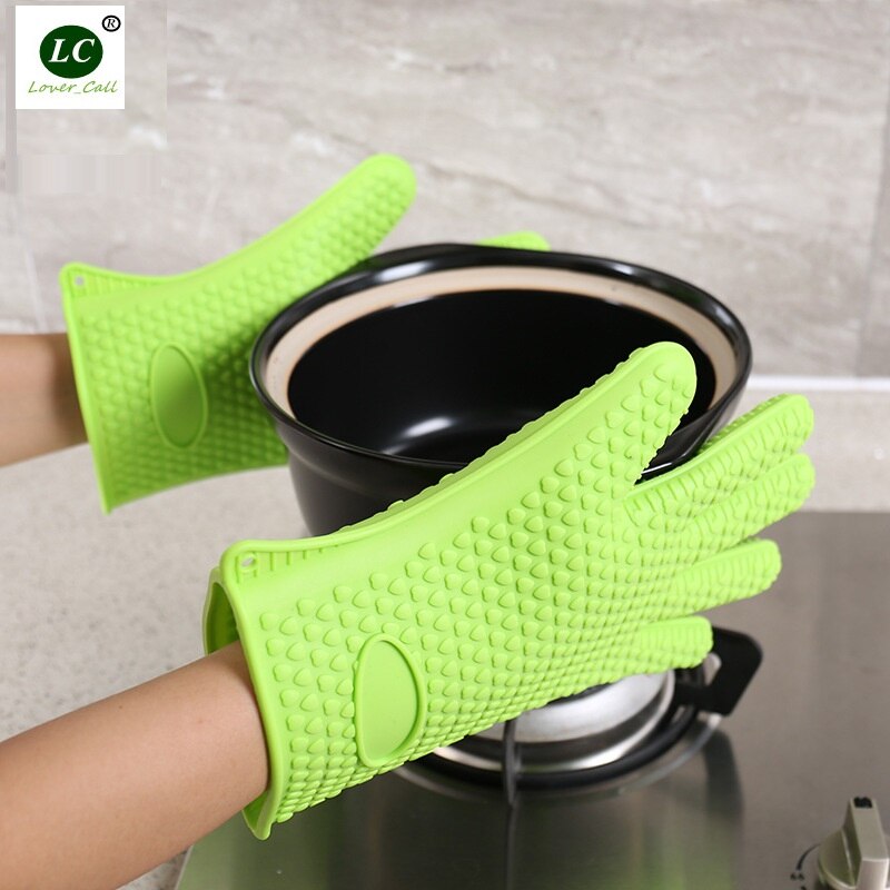1 para Silikon Handschuhe mikrowelle 5 Finger-handschuh Ofenhandschuh Hitzebeständig Grill Bohrer Fausthandschuh Handschuh Küche BBQ Backen werkzeug