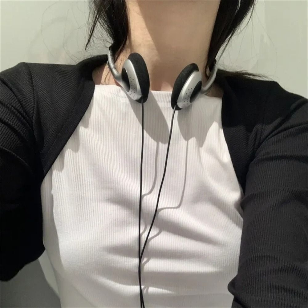 Retro Millennium Wind Headset, Y2K Personality Headphones, Over Ear Earbud, azul e preto, fashion, 3,5mm