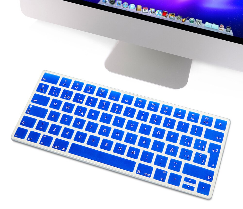HRH Slim ESP hiszpańska klawiatura pokrywa silikonowa skórka do Apple Magic bezprzewodowa klawiatura Bluetooth MLA22LL/A (A1644,2015 wydany): Blue