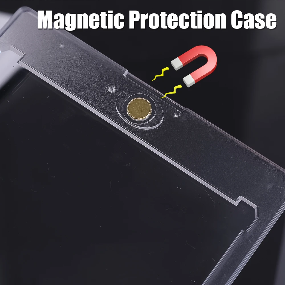 35PT transparent Magnetische Kartenhalter Unterstützung Bausatz Hartplastik Karten Protektoren Ärmeln Foto Klare Abdeckung Dreieck Anzeige Gestell