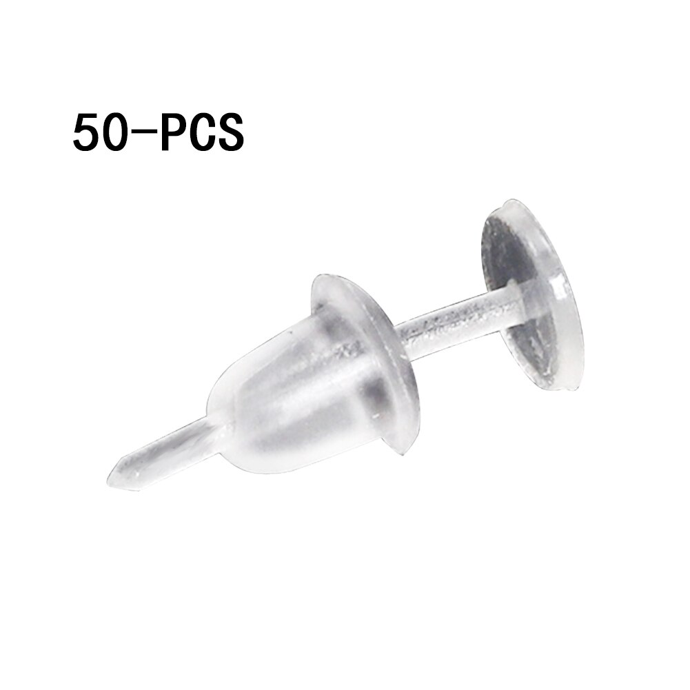 50 Invisible Earrings Hypoallergenic Earrings Replacement Transparent Plastic Piercing Retainer Earring Accessories Clogging: Default Title
